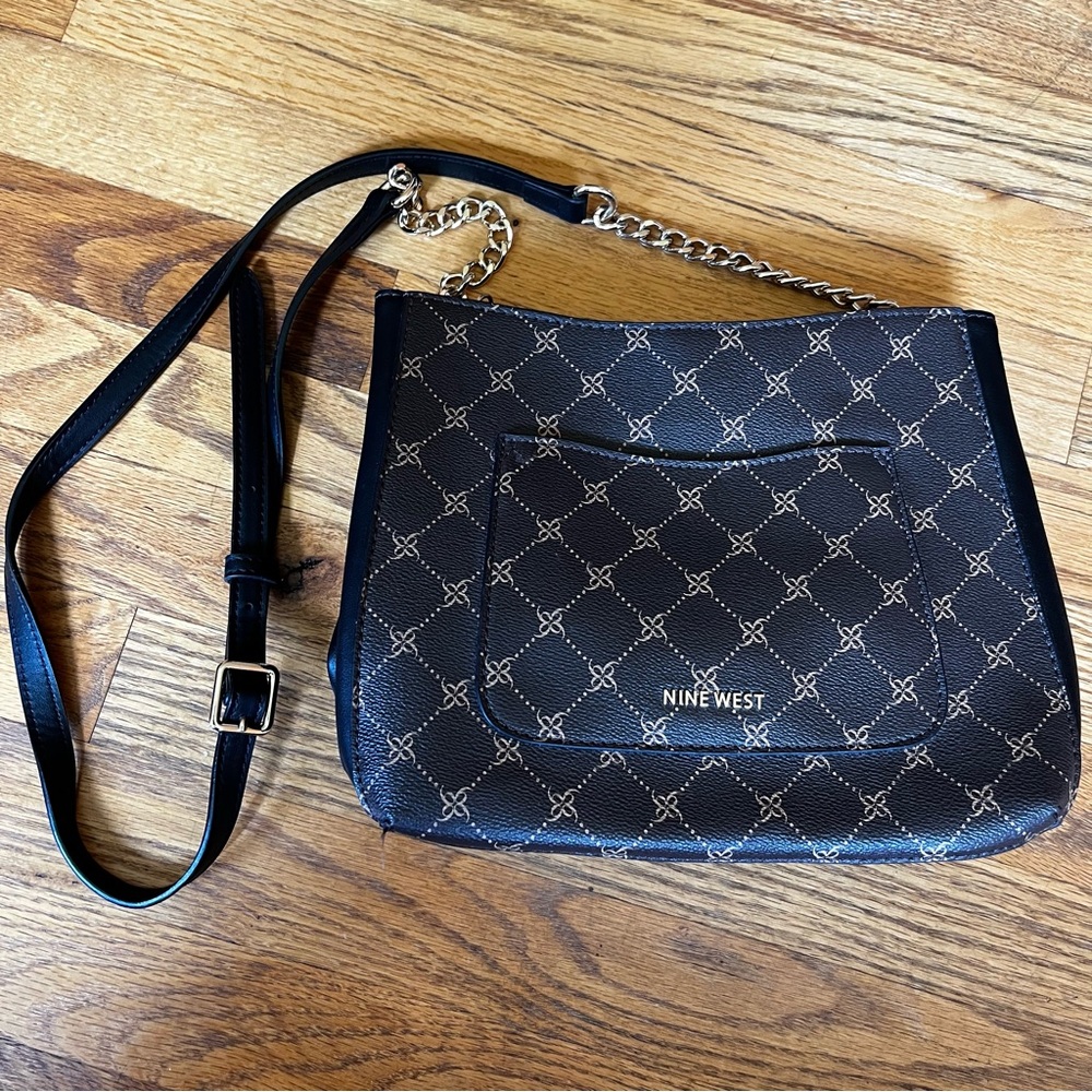 Nine West Black Brown and Gold Crossbody Bag
